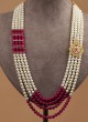 White And Rani Four Layered Pearl Mala For Groom